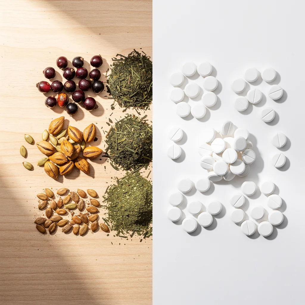 Natural botanical ingredients versus pharmaceutical tablets